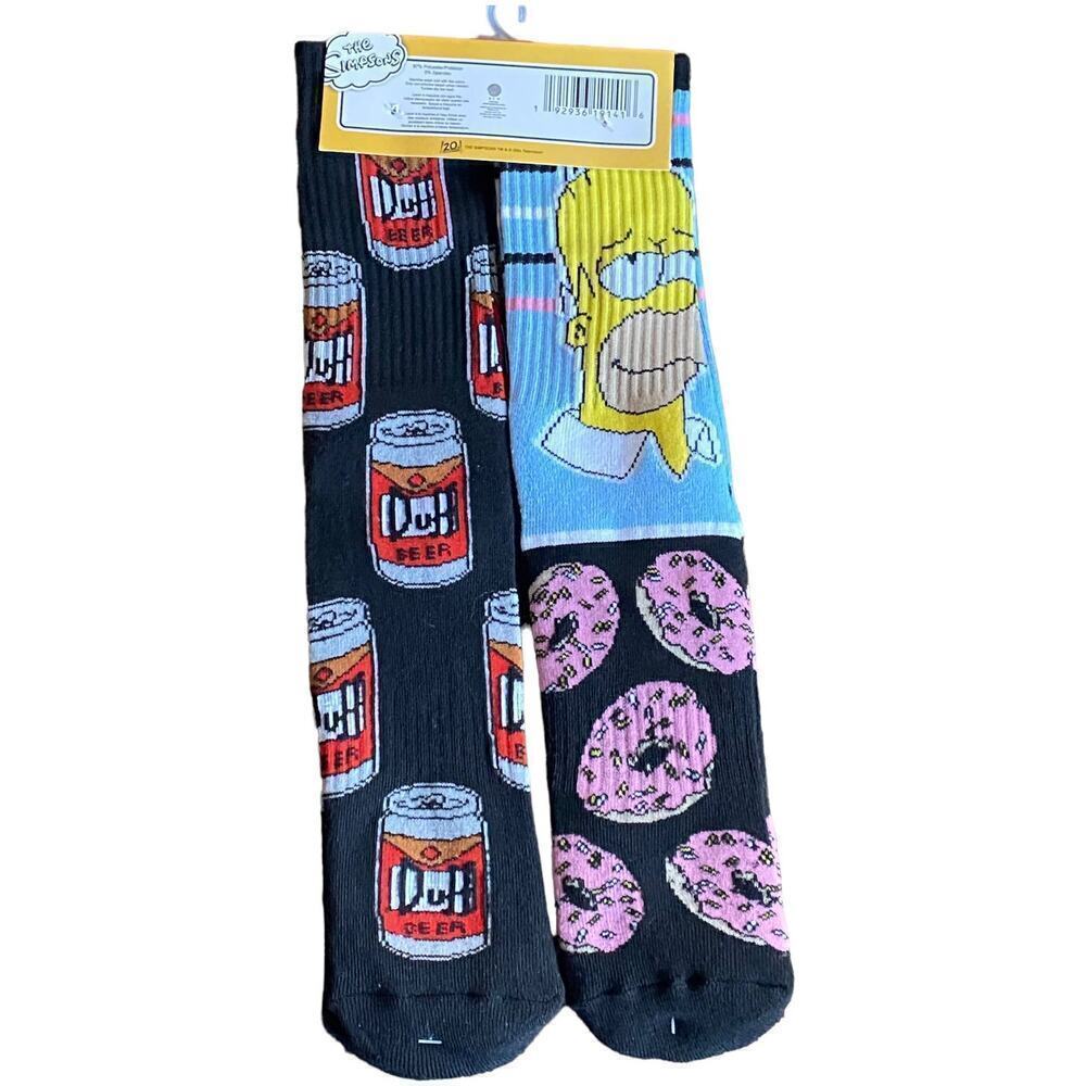 The Simpsons Homer Size 6-12 Crew Socks 1 Pair Soft Colorful Fun Collectable
